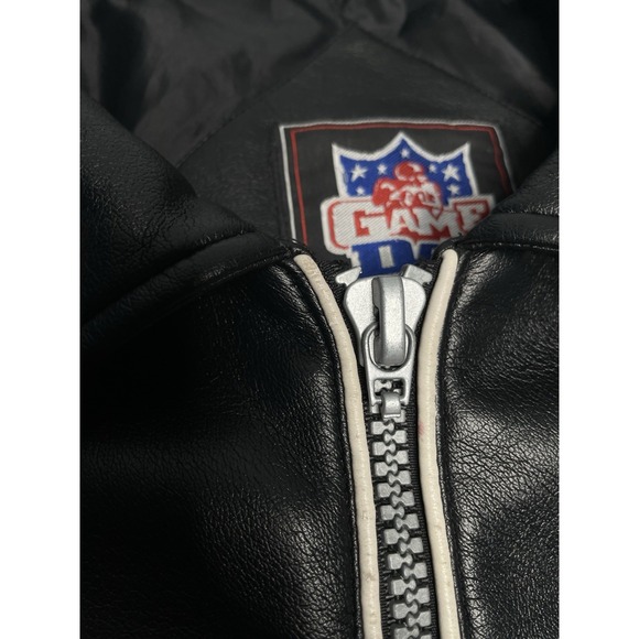 VTG 90s Oakland Raiders Rare Leather Bomber Jacket Game‎ Day Essex MFG Mens XL - Picture 13 of 16